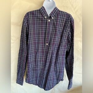 Chaps Navy and Red Plaid Button Down Shirt